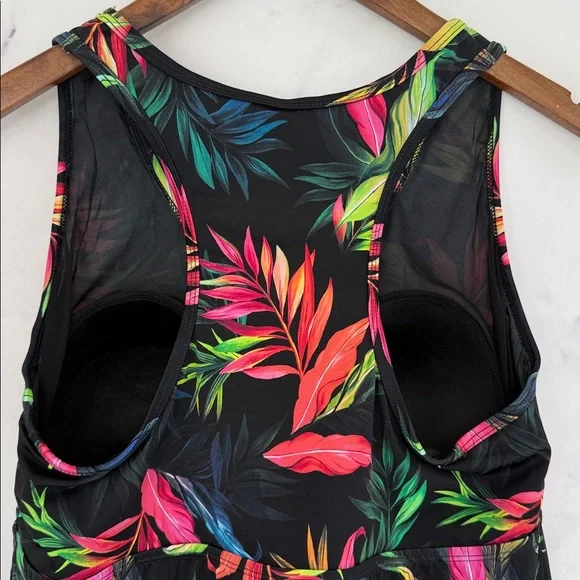 TORRID Black Multicolor Floral Print Swim Tank Top Size 1X - Picture 8 of 9